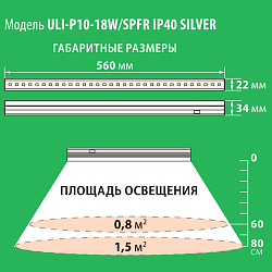 Светильник светодиодный для растений 18Вт 550мм IP40 ULI-P10-18W/SPFR SILVER UL-00001262 Uniel